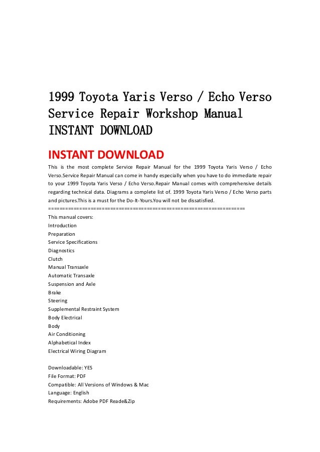 toyota yaris workshop manual pdf