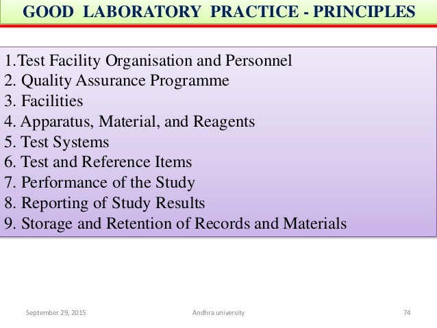Good laboratory practice guidelines india