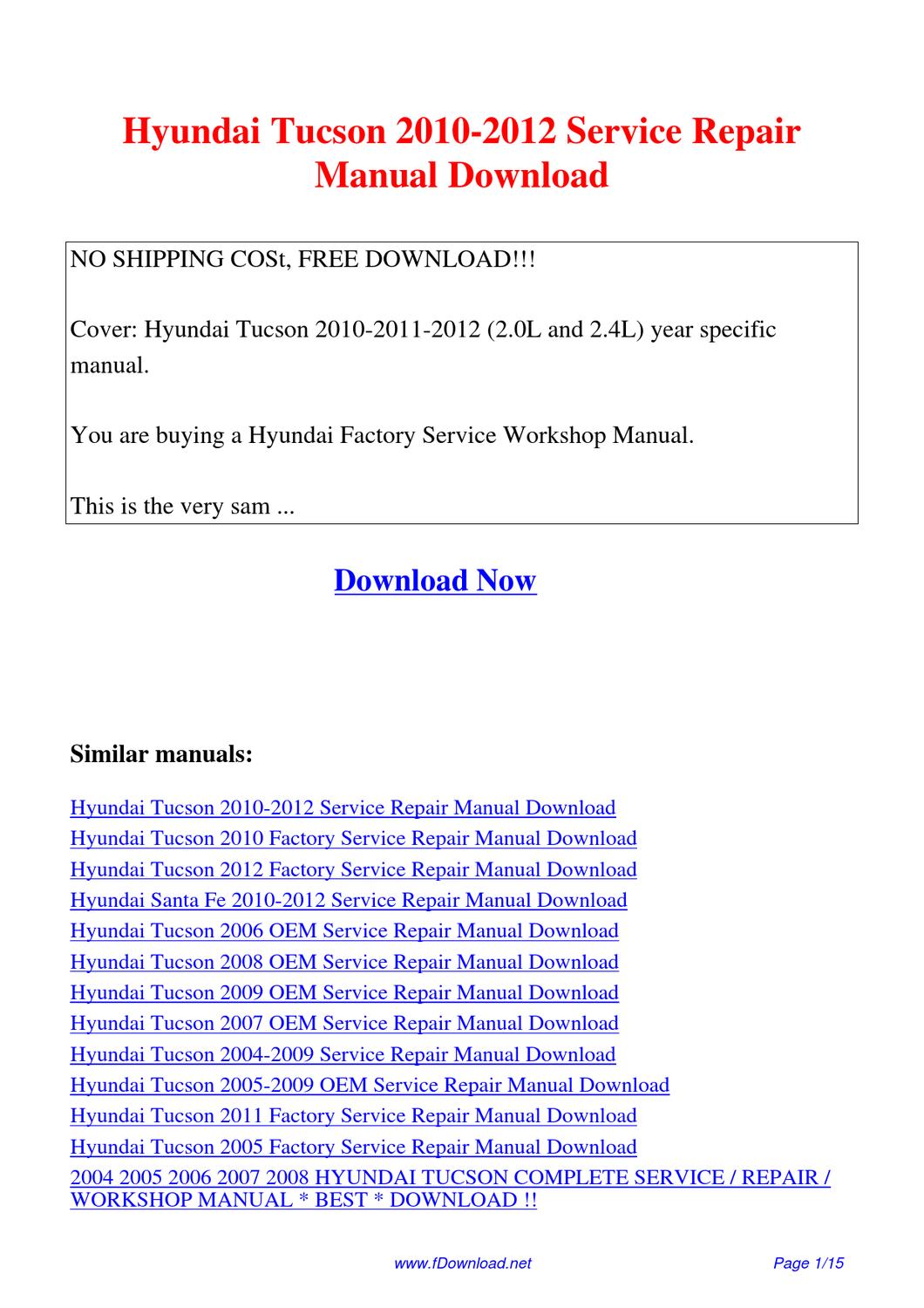 2010 hyundai santa fe repair manual free download