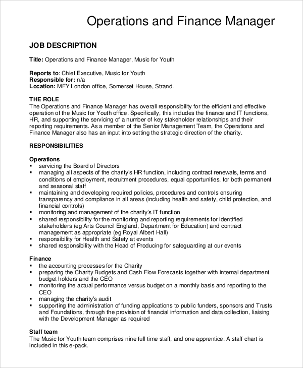 Investment Management Operations Job Description - Hotel Operation Manager Job Description - The Cover Letter ... - Plan and support sales and marketing activities.