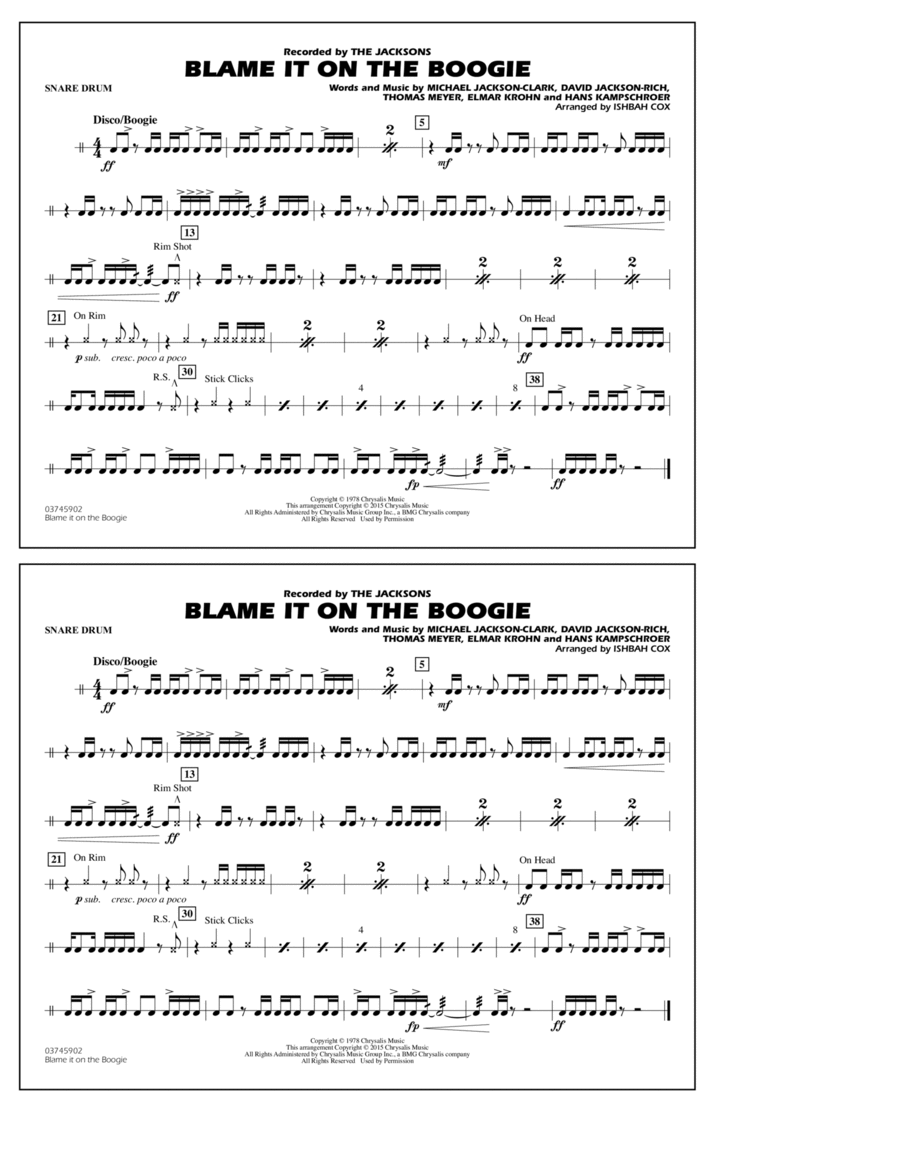 Blame it on the boogie drum pdf