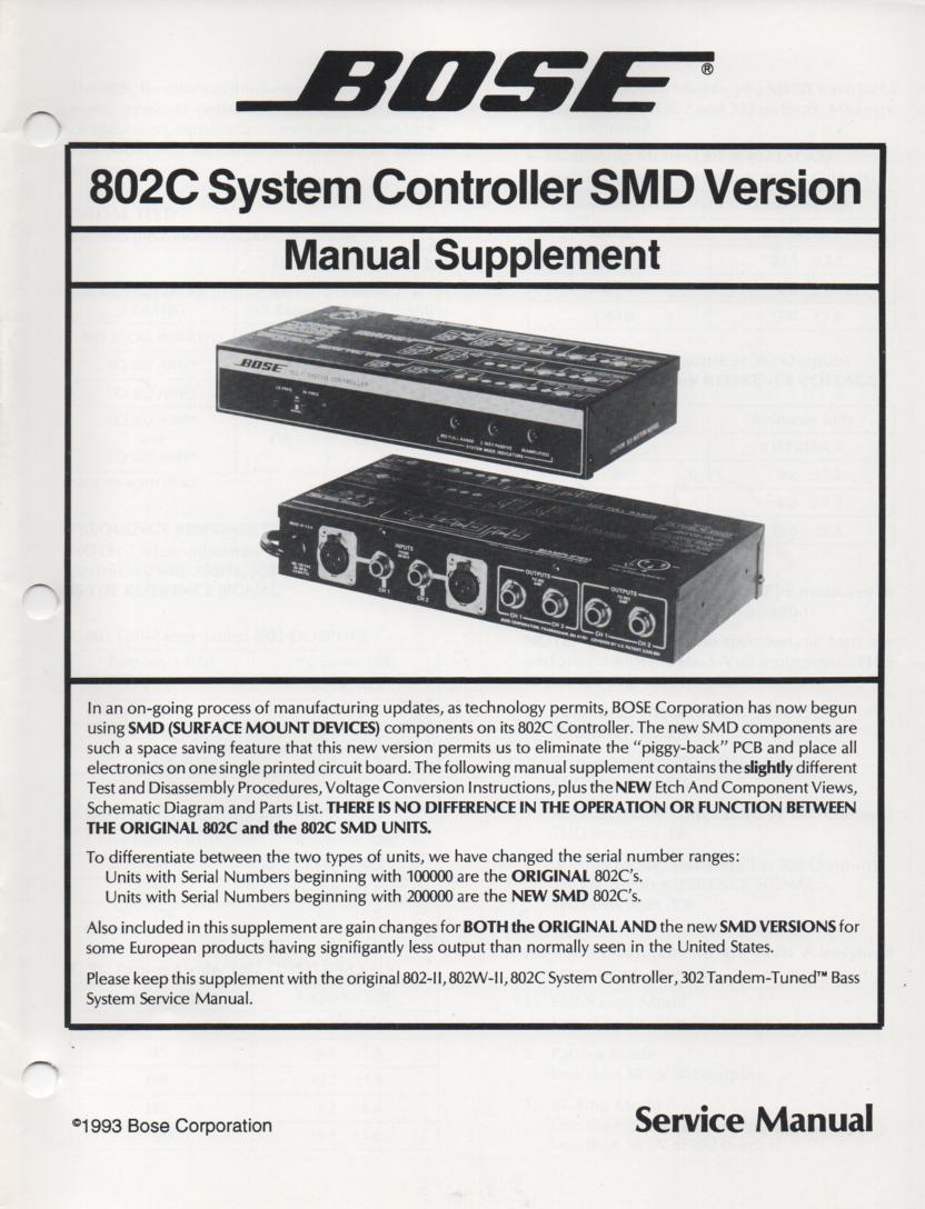 Bose 802 series ii service manual