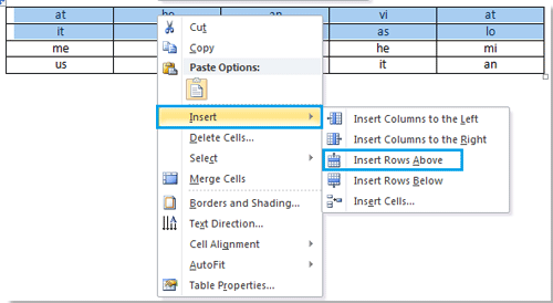 Word how to put more rows in a table column