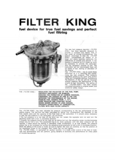 King sand filter manual pdf