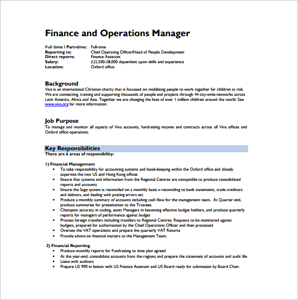 Operations manager duties and responsibilities pdf